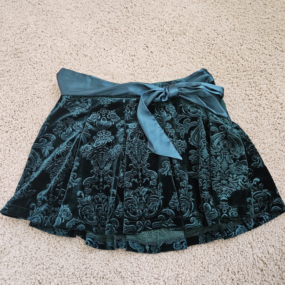 Sugar Thrillz Emerald Green Velvet Mini Skirt